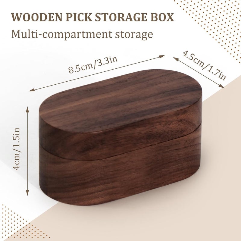 DoubleCare Walnut Guitar Pick Case Set with 12 Celluloid Picks in 3 Thicknesses, Premium Guitar Pick Holder, Mini Jewelry Box, Guitar and Bass Gift for Son, Mother, Father, Friend, Teacher - Image 5